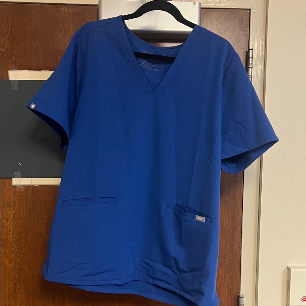 Figs Royal Blue V-Neck Women's Tee